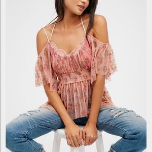 Free People Dottie Top in Antique Pink Combo